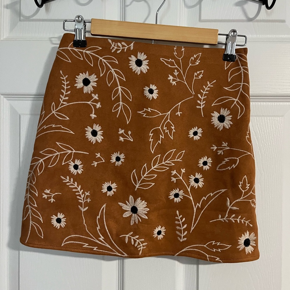 Orange Mini Skirt with embroidery details